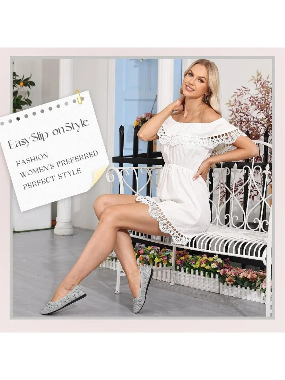 Women's Lt Grey Micro Fiber Comfortable Round Toe Flats Slip on Dressy Shoes
